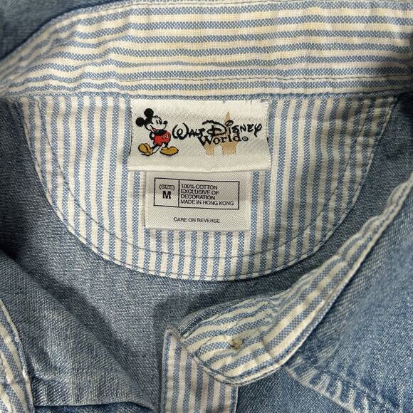 VTG Walt Disney World Mickey Mouse Embroidered Women's Denim Jean Shirt Size M - Picture 3 of 9